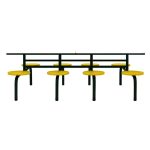 Refeitório Mesa para Refeitório FIXA 8 Lugares MDP Branco de 25 mm - Assento AMARELO - 50102