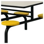 Refeitório Mesa para Refeitório FIXA 8 Lugares MDP Branco de 25 mm - Assento AMARELO - 50102