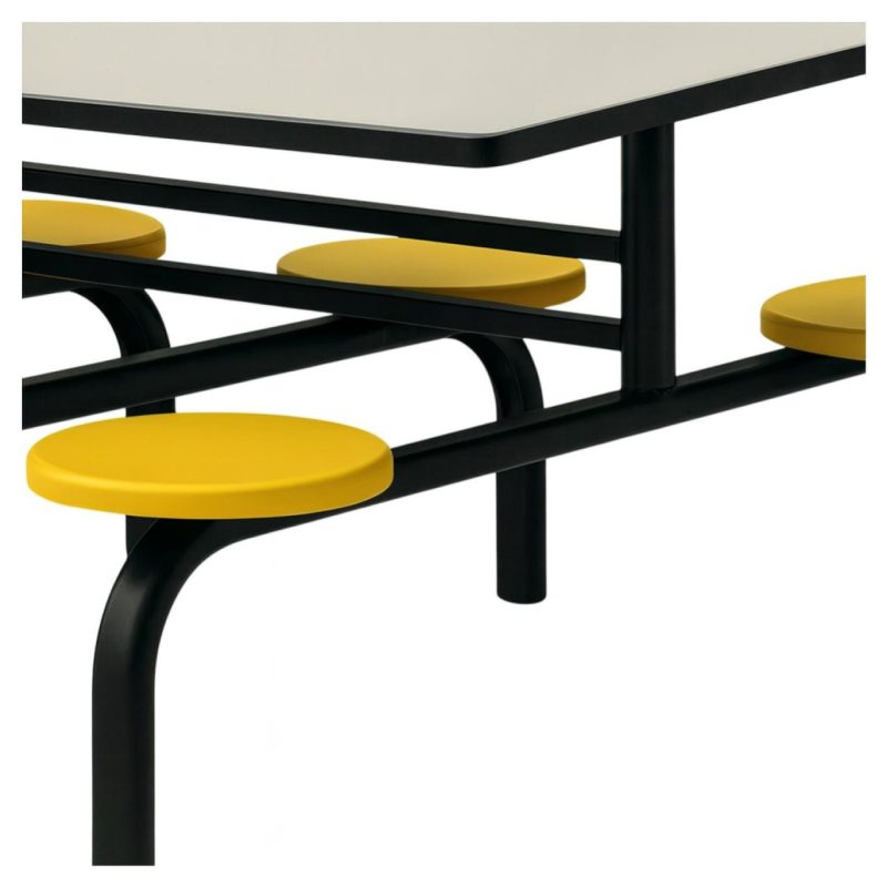 Refeitório Mesa para Refeitório FIXA 8 Lugares MDP Branco de 25 mm - Assento AMARELO - 50102