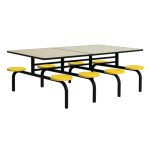 Refeitório Mesa para Refeitório FIXA 8 Lugares MDP Branco de 25 mm - Assento AMARELO - 50102