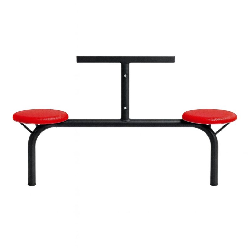 Mesa para Refeitório FIXA 4 Lugares MDP Branco de 25 mm - Assento VERMELHO - 50302