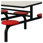 Refeitório Mesa para Refeitório FIXA 8 Lugares MDP Branco de 25 mm - Assento VERMELHO - 50103