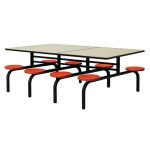 Refeitório Mesa para Refeitório FIXA 8 Lugares MDP Branco de 25 mm - Assento VERMELHO - 50103