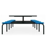 Mesa para Refeitório FIXA 10 Lugares MDP Branco de 25 mm - Assento AZUL - 50104