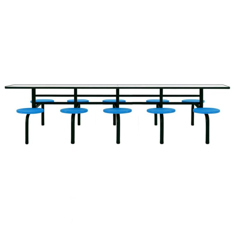 Mesa para Refeitório FIXA 10 Lugares MDP Branco de 25 mm - Assento AZUL - 50104