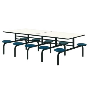 Refeitório Mesa para Refeitório FIXA 10 Lugares MDP Branco de 25 mm - Assento AZUL - 50104