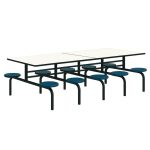 Mesa para Refeitório FIXA 10 Lugares MDP Branco de 25 mm - Assento AZUL - 50104