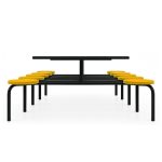 Mesa para Refeitório FIXA 10 Lugares MDP Branco de 25 mm - Assento AMARELO - 50105