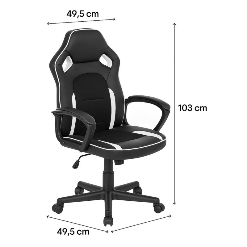 Cadeiras Escritório Cadeira Gamer Escritório Giratória NEXX - Cor Preto / Branco - 30082 Cadeiras Escritório Cadeira Gamer Escritório Giratória NEXX - Cor Preto / Branco - 30082