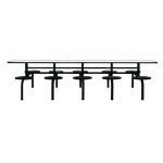 Mesa para Refeitório FIXA 10 Lugares MDP Branco de 25 mm - Assento Preto - 50046