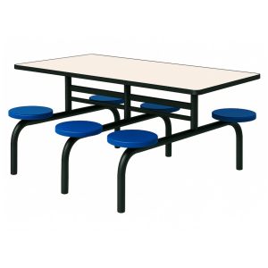 Mesa para Refeitório FIXA 6 Lugares MDP Branco de 25 mm - Assento AZUL - 50201