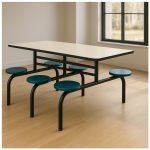 Mesa para Refeitório FIXA 6 Lugares MDP Branco de 25 mm - Assento AZUL - 50201 Mesa para Refeitório FIXA 6 Lugares MDP Branco de 25 mm - Assento AZUL - 50201