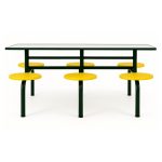 Mesa para Refeitório FIXA 6 Lugares MDP Branco de 25 mm - Assento AMARELO - 50203 Mesa para Refeitório FIXA 6 Lugares MDP Branco de 25 mm - Assento AMARELO - 50203