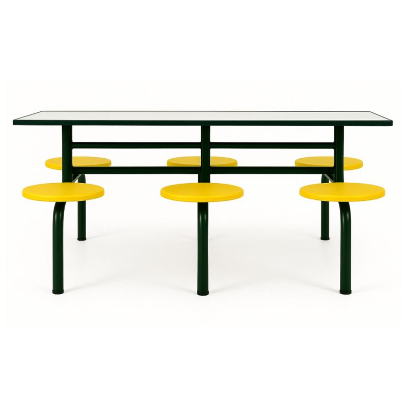 Mesa para Refeitório FIXA 6 Lugares MDP Branco de 25 mm - Assento AMARELO - 50203 Mesa para Refeitório FIXA 6 Lugares MDP Branco de 25 mm - Assento AMARELO - 50203