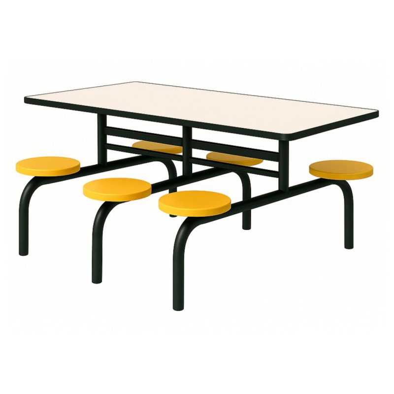 Mesa para Refeitório FIXA 6 Lugares MDP Branco de 25 mm - Assento AMARELO - 50203 Mesa para Refeitório FIXA 6 Lugares MDP Branco de 25 mm - Assento AMARELO - 50203