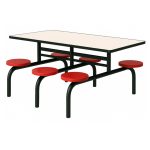 Mesa para Refeitório FIXA 6 Lugares MDP Branco de 25 mm - Assento VERMELHO - 50204 Mesa para Refeitório FIXA 6 Lugares MDP Branco de 25 mm - Assento VERMELHO - 50204