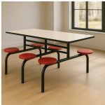 Mesa para Refeitório FIXA 6 Lugares MDP Branco de 25 mm - Assento VERMELHO - 50204 Mesa para Refeitório FIXA 6 Lugares MDP Branco de 25 mm - Assento VERMELHO - 50204
