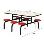 Mesa para Refeitório FIXA 6 Lugares MDP Branco de 25 mm - Assento VERMELHO - 50204 Mesa para Refeitório FIXA 6 Lugares MDP Branco de 25 mm - Assento VERMELHO - 50204