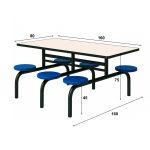 Mesa para Refeitório FIXA 6 Lugares MDP Branco de 25 mm - Assento AZUL - 50201 Mesa para Refeitório FIXA 6 Lugares MDP Branco de 25 mm - Assento AZUL - 50201