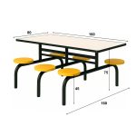 Mesa para Refeitório FIXA 6 Lugares MDP Branco de 25 mm - Assento AMARELO - 50203 Mesa para Refeitório FIXA 6 Lugares MDP Branco de 25 mm - Assento AMARELO - 50203