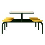 Mesa para Refeitório FIXA 6 Lugares MDP Branco de 25 mm - Assento AMARELO - 50203 Mesa para Refeitório FIXA 6 Lugares MDP Branco de 25 mm - Assento AMARELO - 50203