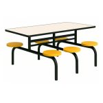 Mesa para Refeitório FIXA 6 Lugares MDP Branco de 25 mm - Assento AMARELO - 50203 Mesa para Refeitório FIXA 6 Lugares MDP Branco de 25 mm - Assento AMARELO - 50203