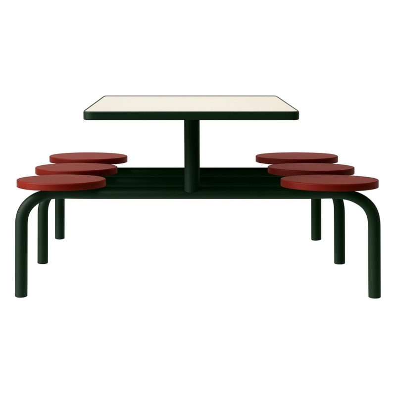 Mesa para Refeitório FIXA 6 Lugares MDP Branco de 25 mm - Assento VERMELHO - 50204 Mesa para Refeitório FIXA 6 Lugares MDP Branco de 25 mm - Assento VERMELHO - 50204