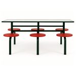 Mesa para Refeitório FIXA 6 Lugares MDP Branco de 25 mm - Assento VERMELHO - 50204 Mesa para Refeitório FIXA 6 Lugares MDP Branco de 25 mm - Assento VERMELHO - 50204