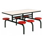 Mesa para Refeitório FIXA 6 Lugares MDP Branco de 25 mm - Assento VERMELHO - 50204 Mesa para Refeitório FIXA 6 Lugares MDP Branco de 25 mm - Assento VERMELHO - 50204
