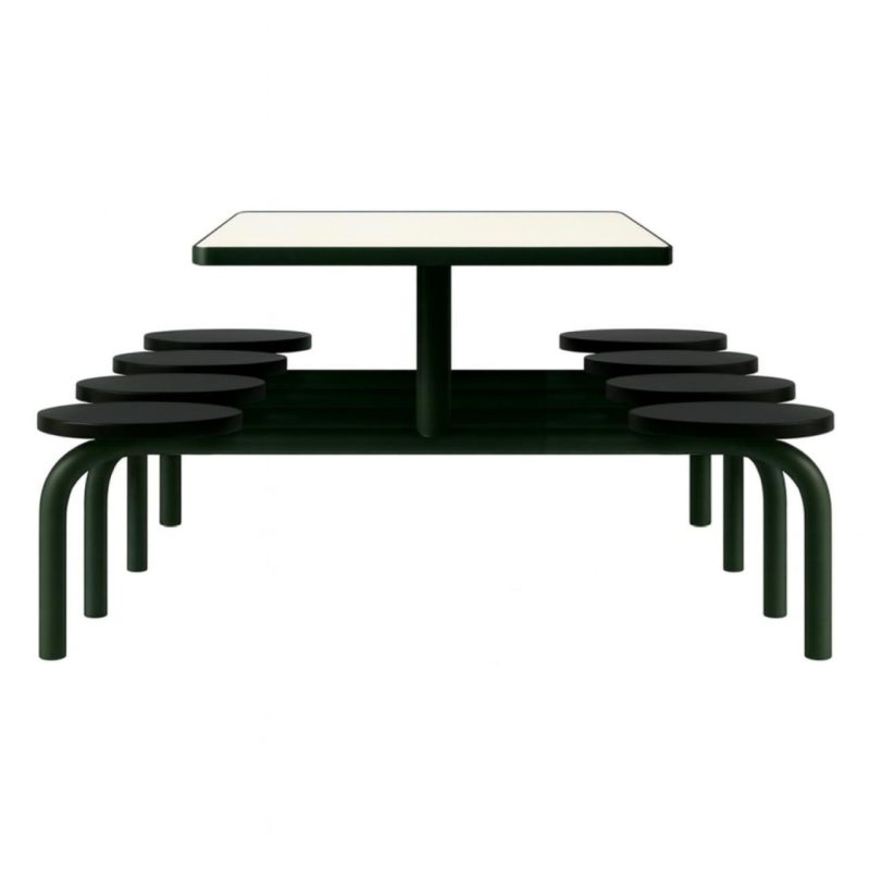 Mesa para Refeitório FIXA 8 Lugares MDP Branco de 25 mm - Assento PRETO - 50104 Mesa para Refeitório FIXA 8 Lugares MDP Branco de 25 mm - Assento PRETO - 50104