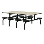 Mesa para Refeitório FIXA 8 Lugares MDP Branco de 25 mm - Assento PRETO - 50104 Mesa para Refeitório FIXA 8 Lugares MDP Branco de 25 mm - Assento PRETO - 50104