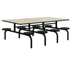 Mesa para Refeitório FIXA 8 Lugares MDP Branco de 25 mm - Assento PRETO - 50104 Mesa para Refeitório FIXA 8 Lugares MDP Branco de 25 mm - Assento PRETO - 50104