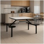 Mesa para Refeitório FIXA 4 Lugares MDP Branco de 25 mm - Assento PRETO - 50301 Mesa para Refeitório FIXA 4 Lugares MDP Branco de 25 mm - Assento PRETO - 50301