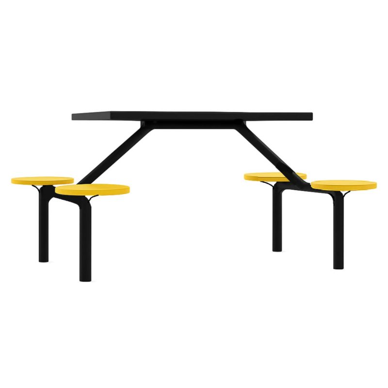 Mesa para Refeitório FIXA 4 Lugares MDP Branco de 25 mm - Assento AMARELO - 50303 Mesa para Refeitório FIXA 4 Lugares MDP Branco de 25 mm - Assento AMARELO - 50303