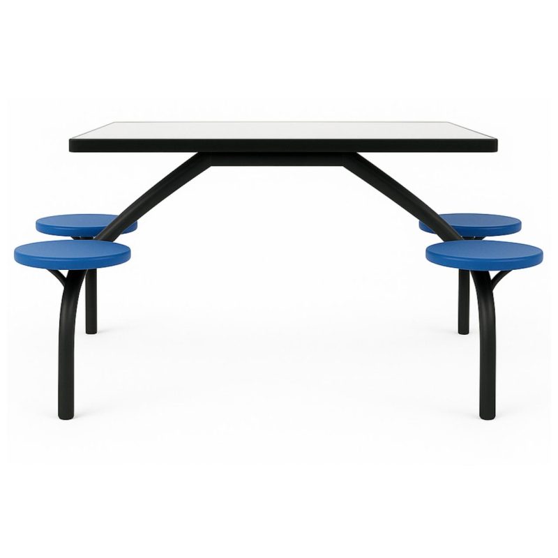 Mesa para Refeitório FIXA 4 Lugares MDP Branco de 25 mm - Assento AZUL - 50304 Mesa para Refeitório FIXA 4 Lugares MDP Branco de 25 mm - Assento AZUL - 50304