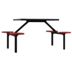 Mesa para Refeitório FIXA 4 Lugares MDP Branco de 25 mm - Assento VERMELHO - 50302