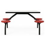 Mesa para Refeitório FIXA 4 Lugares MDP Branco de 25 mm - Assento VERMELHO - 50302