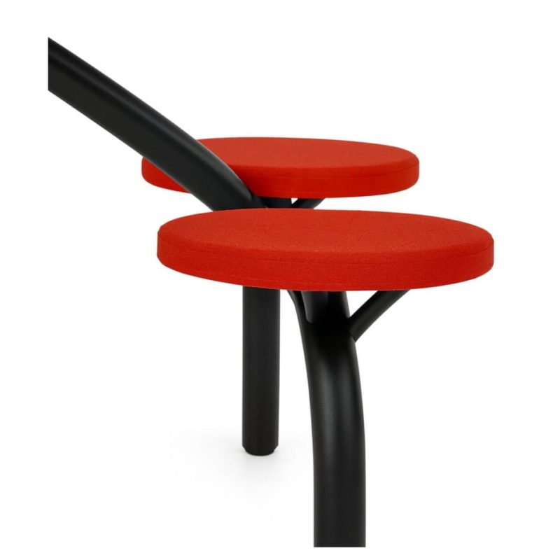 Mesa para Refeitório FIXA 4 Lugares MDP Branco de 25 mm - Assento VERMELHO - 50302