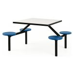 Mesa para Refeitório FIXA 4 Lugares MDP Branco de 25 mm - Assento AZUL - 50304 Mesa para Refeitório FIXA 4 Lugares MDP Branco de 25 mm - Assento AZUL - 50304
