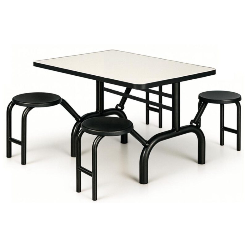 Mesa para Refeitório ESCAMOTEÁVEL 04 Lugares MDP Branco de 25 mm - Assento PRETO - 50401 Mesa para Refeitório ESCAMOTEÁVEL 04 Lugares MDP Branco de 25 mm - Assento PRETO - 50401