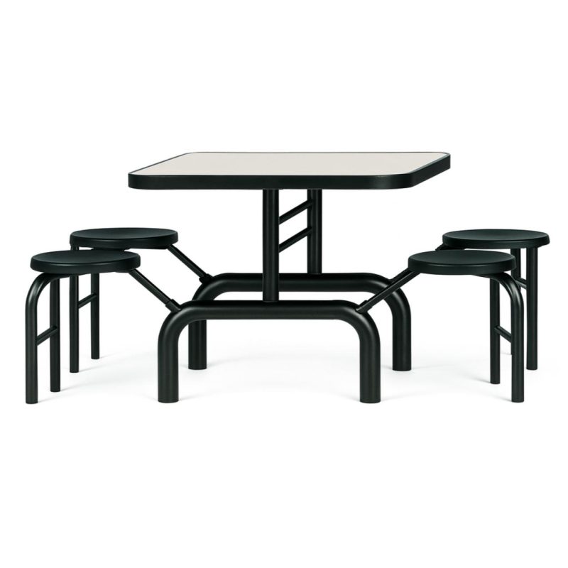 Mesa para Refeitório ESCAMOTEÁVEL 04 Lugares MDP Branco de 25 mm - Assento PRETO - 50401 Mesa para Refeitório ESCAMOTEÁVEL 04 Lugares MDP Branco de 25 mm - Assento PRETO - 50401
