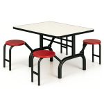 Mesa para Refeitório ESCAMOTEÁVEL 04 Lugares MDP Branco de 25 mm - Assento VERMELHO - 50402 Mesa para Refeitório ESCAMOTEÁVEL 04 Lugares MDP Branco de 25 mm - Assento VERMELHO - 50402