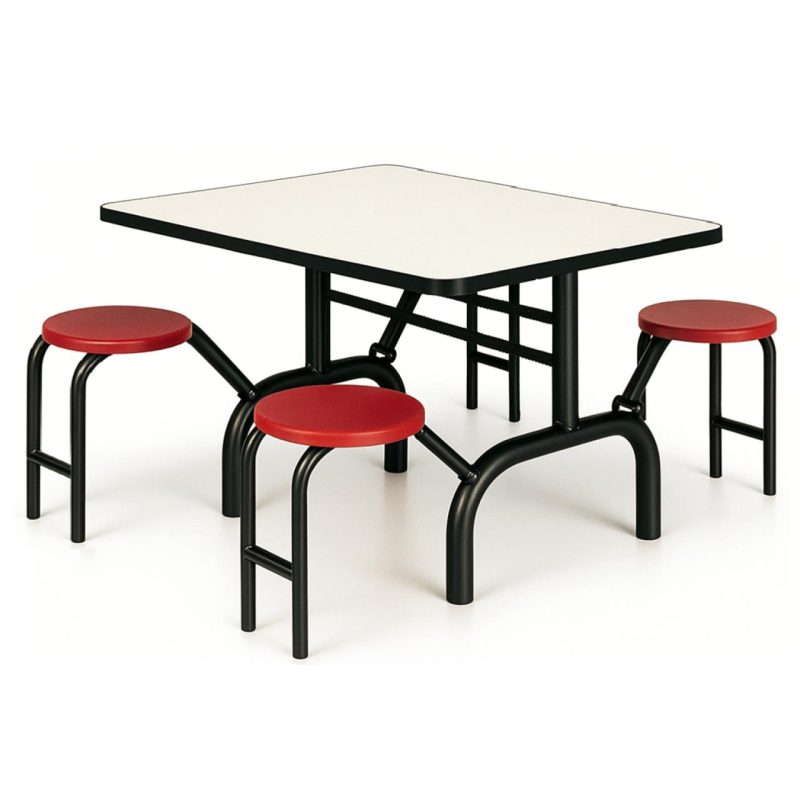 Mesa para Refeitório ESCAMOTEÁVEL 04 Lugares MDP Branco de 25 mm - Assento VERMELHO - 50402 Mesa para Refeitório ESCAMOTEÁVEL 04 Lugares MDP Branco de 25 mm - Assento VERMELHO - 50402