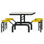Mesa para Refeitório ESCAMOTEÁVEL 04 Lugares MDP Branco de 25 mm - Assento AMARELO - 50403 Mesa para Refeitório ESCAMOTEÁVEL 04 Lugares MDP Branco de 25 mm - Assento AMARELO - 50403