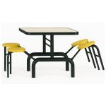 Mesa para Refeitório ESCAMOTEÁVEL 04 Lugares MDP Branco de 25 mm - Assento AMARELO - 50403 Mesa para Refeitório ESCAMOTEÁVEL 04 Lugares MDP Branco de 25 mm - Assento AMARELO - 50403