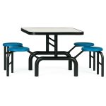 Mesa para Refeitório ESCAMOTEÁVEL 04 Lugares MDP Branco de 25 mm - Assento AZUL - 50404 Mesa para Refeitório ESCAMOTEÁVEL 04 Lugares MDP Branco de 25 mm - Assento AZUL - 50404
