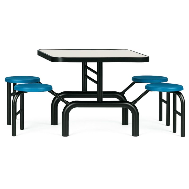 Mesa para Refeitório ESCAMOTEÁVEL 04 Lugares MDP Branco de 25 mm - Assento AZUL - 50404 Mesa para Refeitório ESCAMOTEÁVEL 04 Lugares MDP Branco de 25 mm - Assento AZUL - 50404