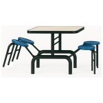 Mesa para Refeitório ESCAMOTEÁVEL 04 Lugares MDP Branco de 25 mm - Assento AZUL - 50404 Mesa para Refeitório ESCAMOTEÁVEL 04 Lugares MDP Branco de 25 mm - Assento AZUL - 50404