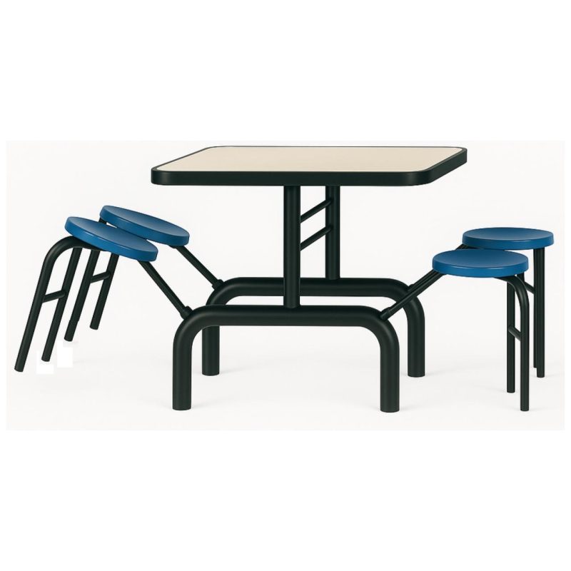 Mesa para Refeitório ESCAMOTEÁVEL 04 Lugares MDP Branco de 25 mm - Assento AZUL - 50404 Mesa para Refeitório ESCAMOTEÁVEL 04 Lugares MDP Branco de 25 mm - Assento AZUL - 50404