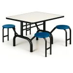 Mesa para Refeitório ESCAMOTEÁVEL 04 Lugares MDP Branco de 25 mm - Assento AZUL - 50404 Mesa para Refeitório ESCAMOTEÁVEL 04 Lugares MDP Branco de 25 mm - Assento AZUL - 50404